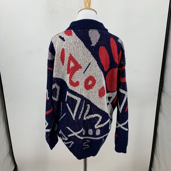 Vintage Keneth Too! Plus Acrylic Sweater XL Extra Large Multicolor Retro 80s - Picture 5 of 11